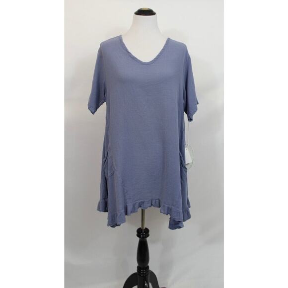 OH MY GAUZE Sz 1 S/M Nancy Tunic Blouse Top Sea Blue NWT - Picture 7 of 8